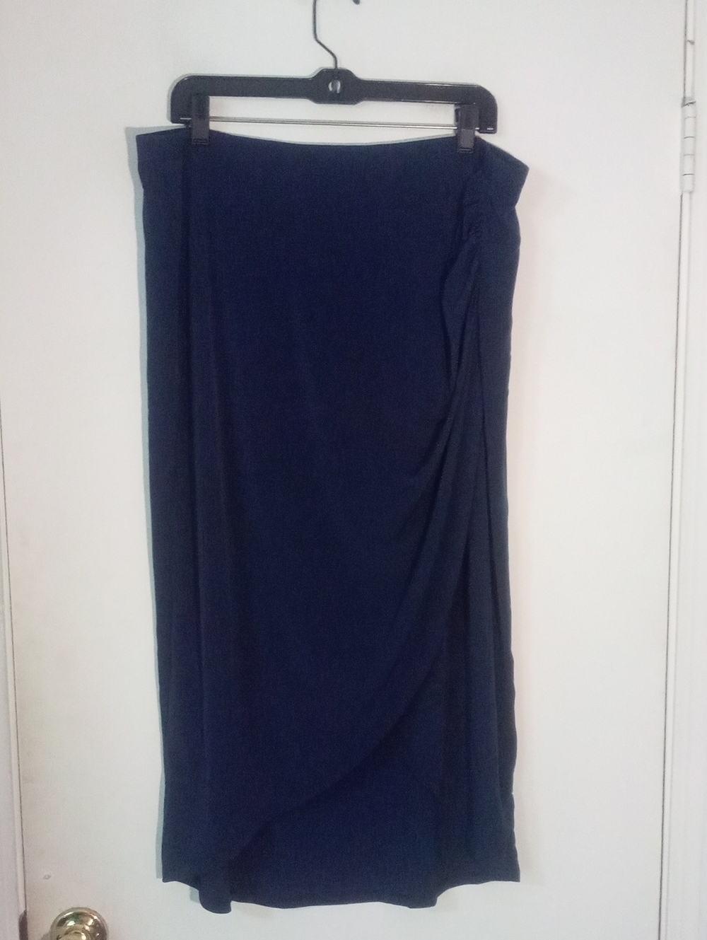 Colleen Lopez Navy Midi Wrap Skirt XL New NWOT Elegant Casual